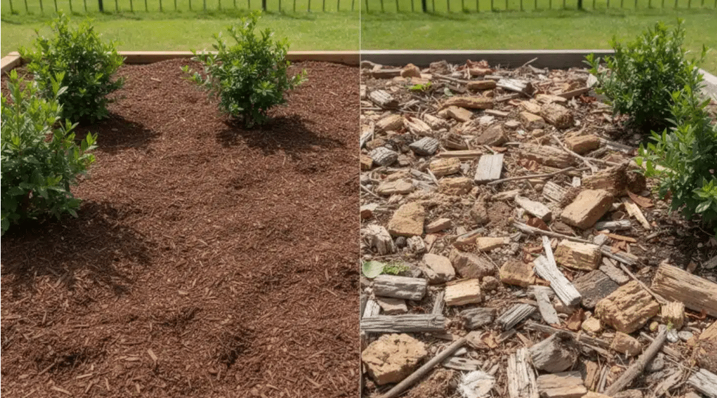 mulch mistake showing good vs bad quality much